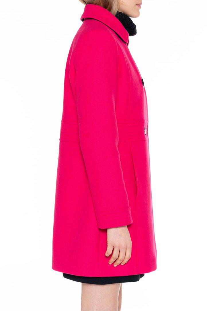 Manteau Féminin Cintré En Drap De Laine Rose