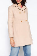 Manteau Féminin Cintré En Drap De Laine Sable