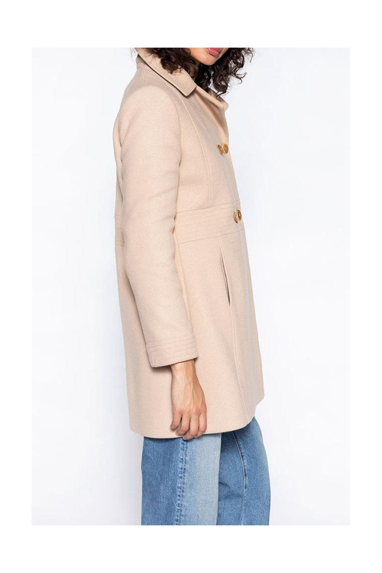 Manteau Féminin Cintré En Drap De Laine Sable