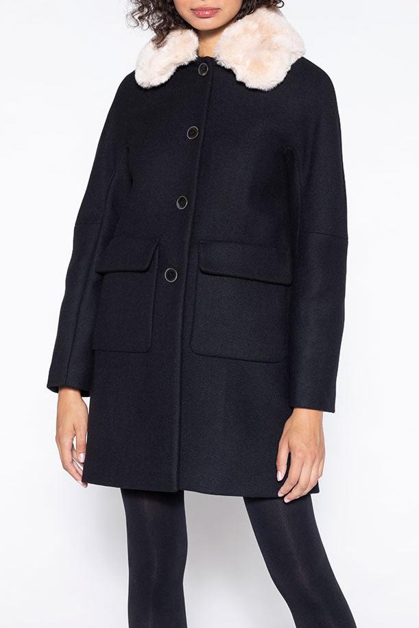 Manteau Évasé En Drap De Laine Vierge Noir