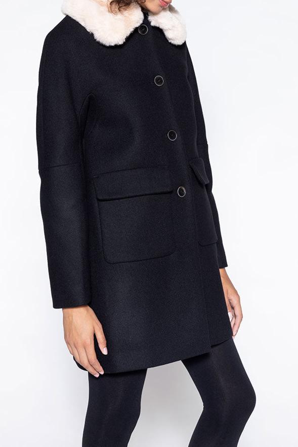 Manteau Évasé En Drap De Laine Vierge Noir