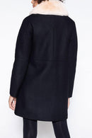 Manteau Évasé En Drap De Laine Vierge Noir