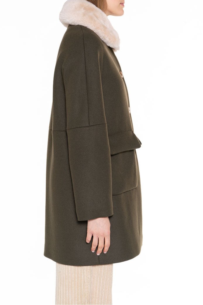 Manteau Évasé En Drap De Laine Vierge Kaki