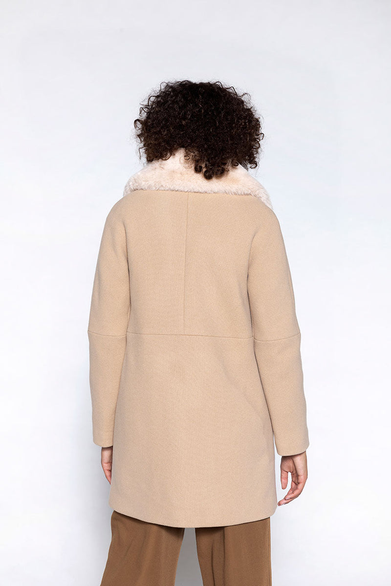 Manteau Évasé En Drap De Laine Vierge Sable