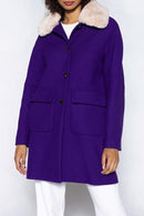 Manteau Évasé En Drap De Laine Vierge Violet