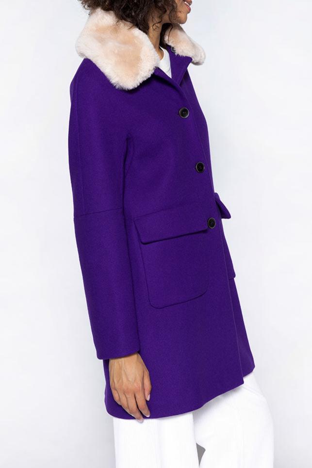 Manteau Évasé En Drap De Laine Vierge Violet