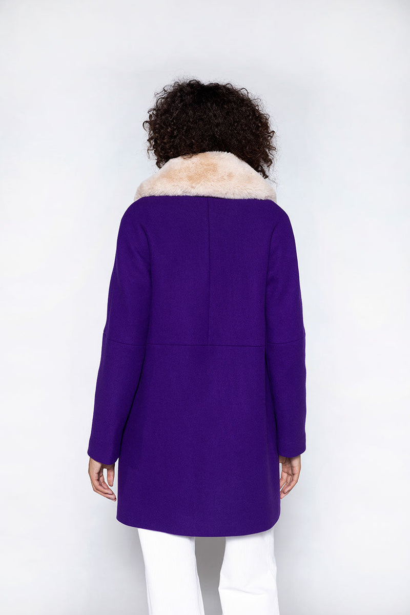 Manteau Évasé En Drap De Laine Vierge Violet