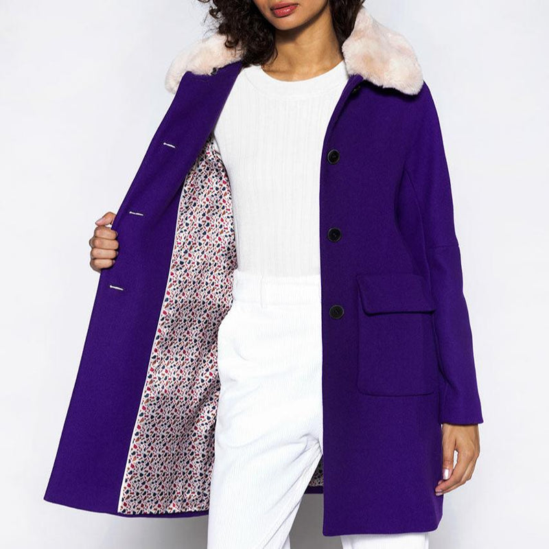 Manteau Évasé En Drap De Laine Vierge Violet