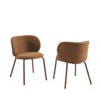 Serena - Chairs - Chenille Fabric - Brown With Brown Metal Legs