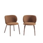 Serena - Chairs - Chenille Fabric - Brown With Brown Metal Legs
