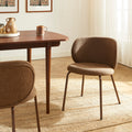 Serena - Chairs - Chenille Fabric - Brown With Brown Metal Legs