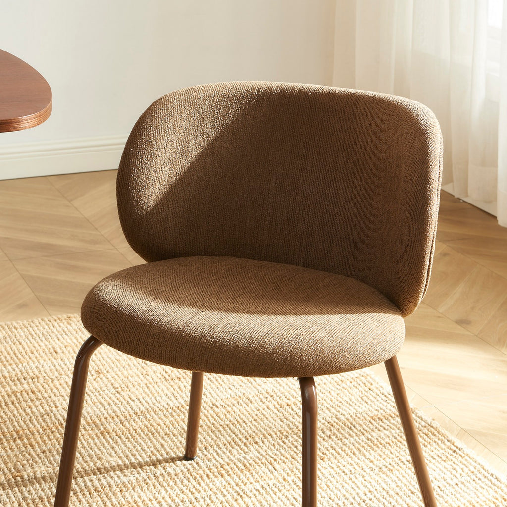 Serena - Chairs - Chenille Fabric - Brown With Brown Metal Legs