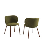 Serena - Chairs - Chenille Fabric - Green and Brown Metal Feet