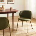 Serena - Chairs - Chenille Fabric - Green and Brown Metal Feet