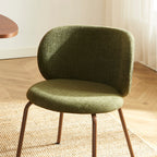 Serena - Chairs - Chenille Fabric - Green and Brown Metal Feet