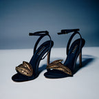 Valeria Black High-Heel Ankle Cross Sandal