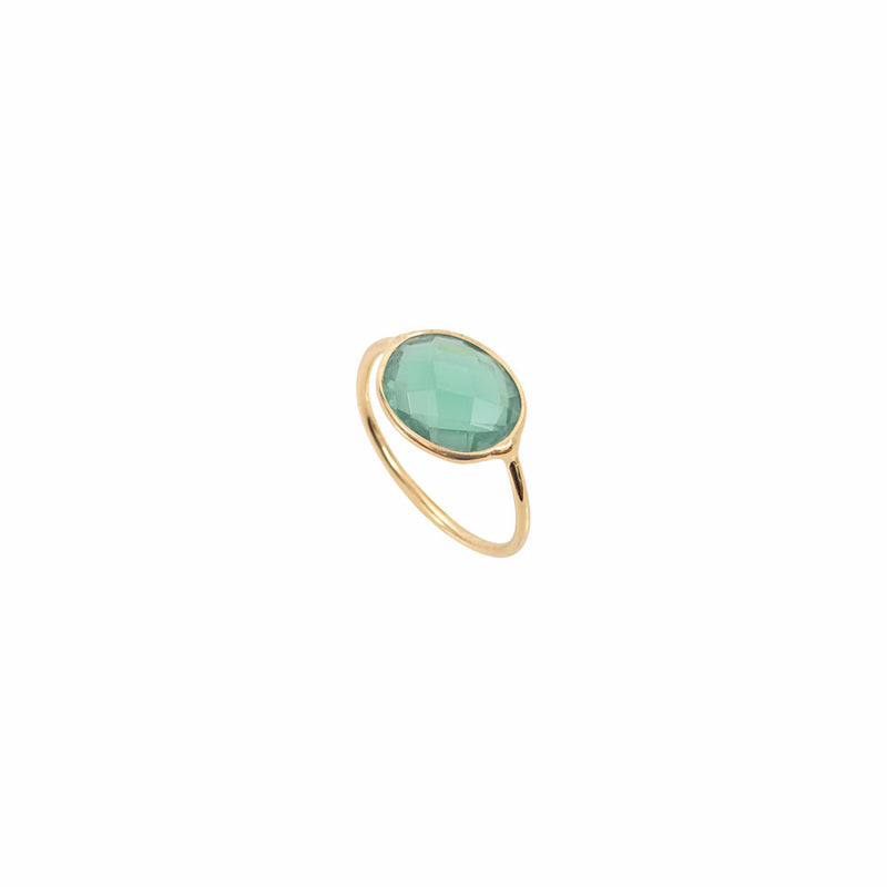 Bague Doree Serti Grand Modele Quartz Vert