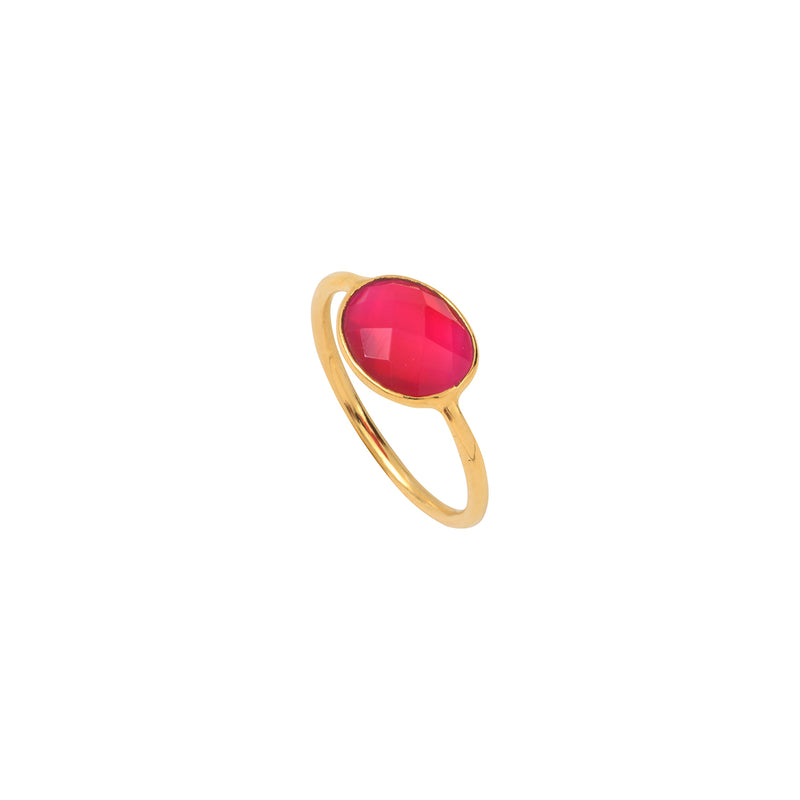 Bague Doree Serti Grand Modele Onyx Rose