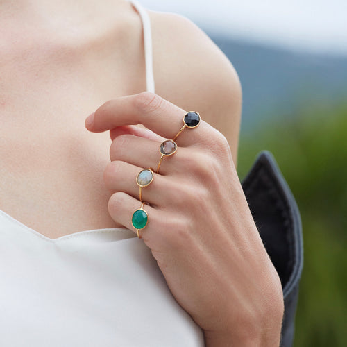 Bague Doree Serti Grand Modele Labradorite