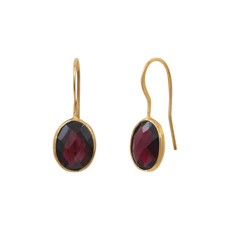 Boucles D'Oreilles Serti Petit Modele Grenat