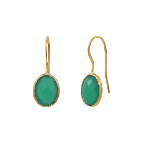 Boucles D'Oreilles Serti Petit Modele Quartz Vert