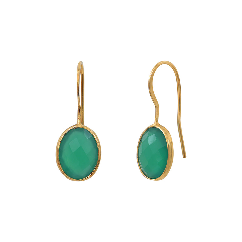 Boucles D'Oreilles Serti Petit Modele Quartz Vert