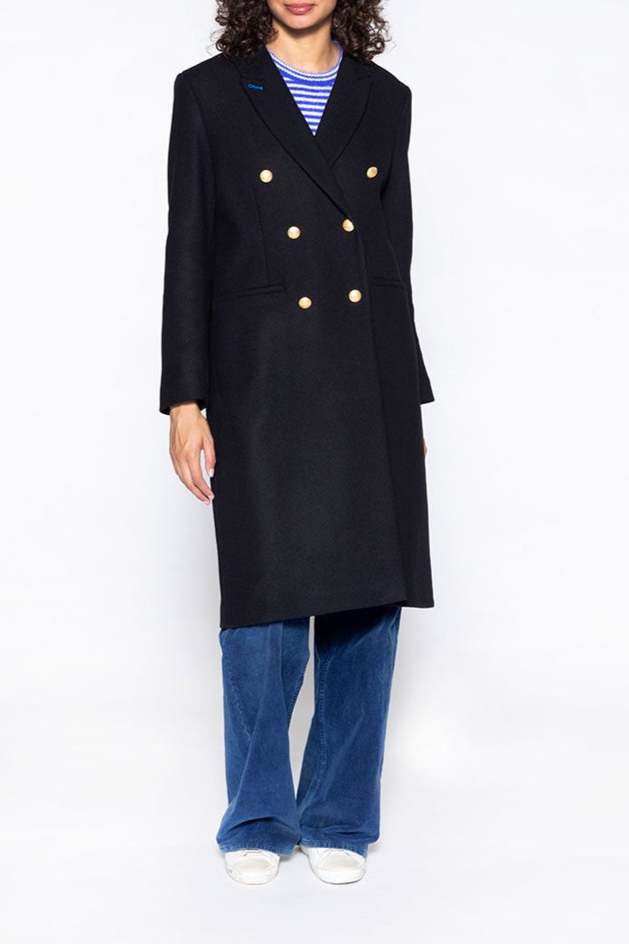 Manteau Court Pardessus Galan Laine Vierge Noir