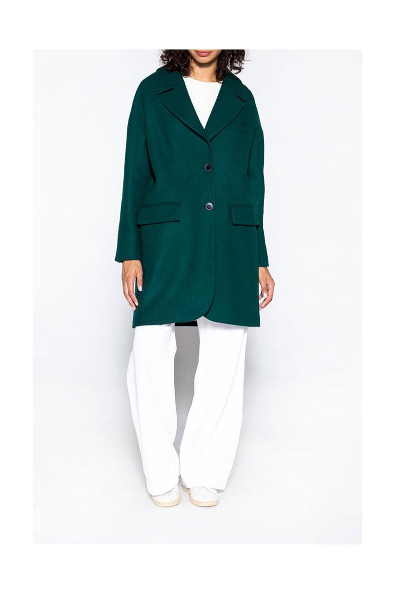 Manteau Oversize En Drap De Laine Vert