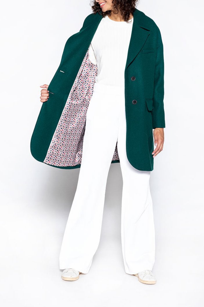 Manteau Oversize En Drap De Laine Vert