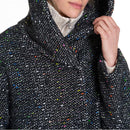 Manteau Long À Capuche En Tweed Noir