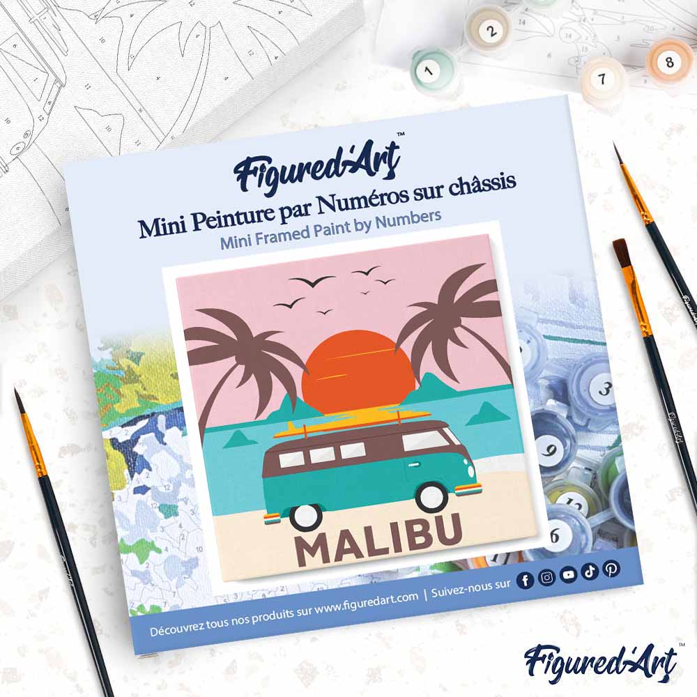 Mini Peinture Par Numéros 20X20Cm Avec Cadre Plage Malibu