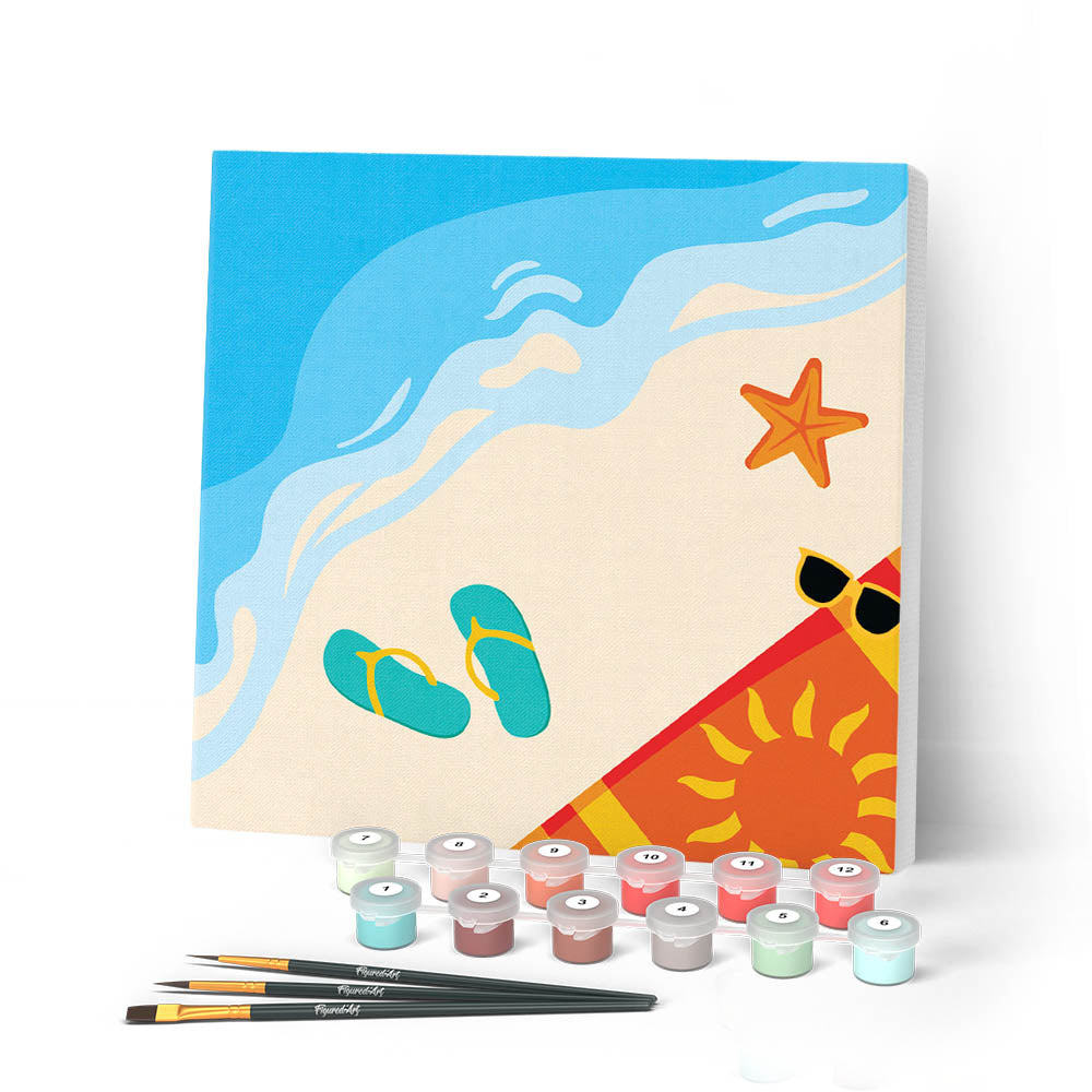 Mini Paint By Numbers 20X20Cm With Frame At The Beach