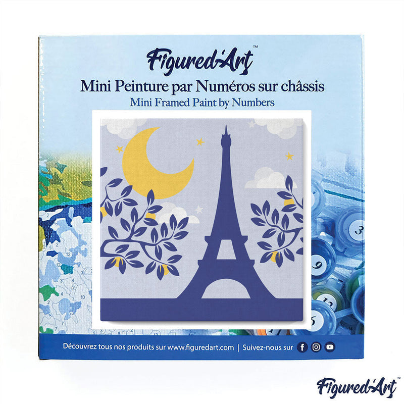 Mini Peinture Par Numéros 20X20Cm Avec Cadre Paris Sous La Lune