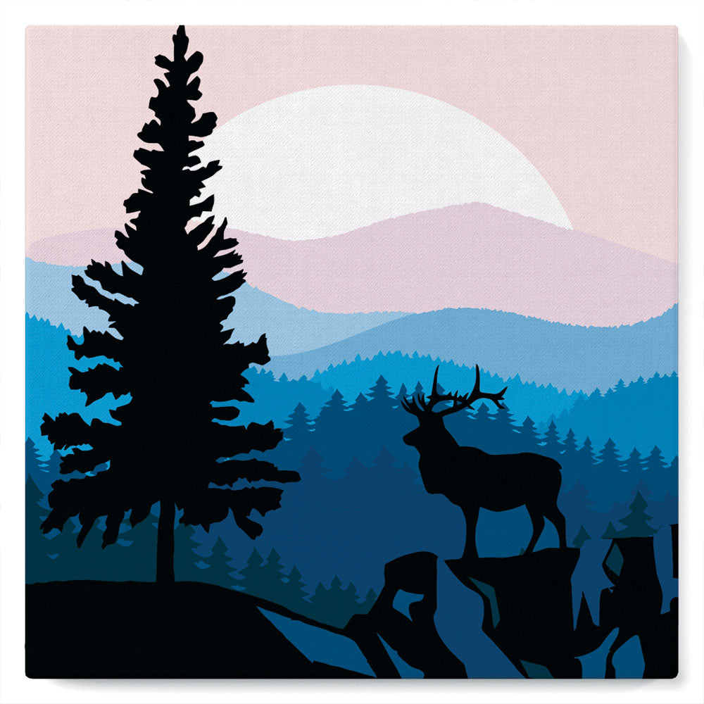 Mini Paint by Numbers 20x20cm with Frame Majestic Stag and Landscape