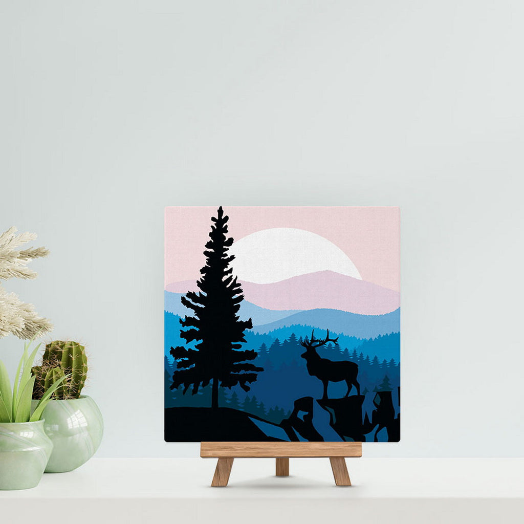 Mini Paint by Numbers 20x20cm with Frame Majestic Stag and Landscape