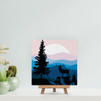 Mini Paint by Numbers 20x20cm with Frame Majestic Stag and Landscape
