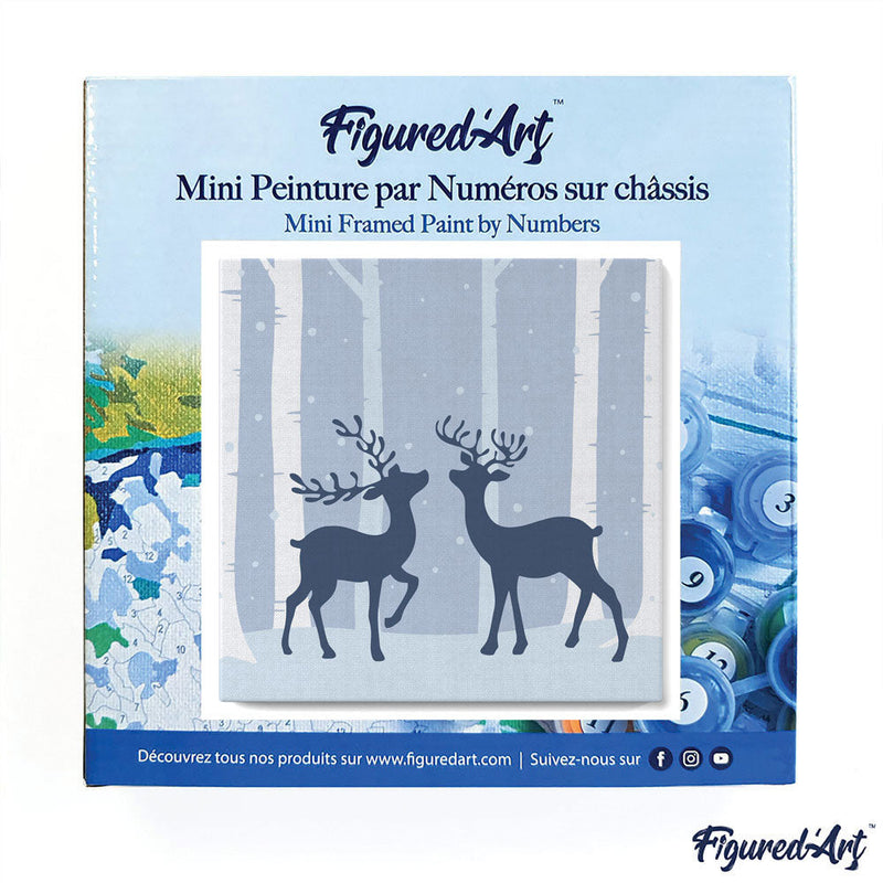 Mini Peinture Par Numéros 20X20Cm Avec Cadre Rencontre De Cerfs