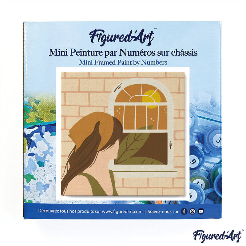 Mini Peinture Par Numéros 20X20Cm Avec Cadre Femme Au Foulard