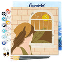 Mini Peinture Par Numéros 20X20Cm Avec Cadre Femme Au Foulard