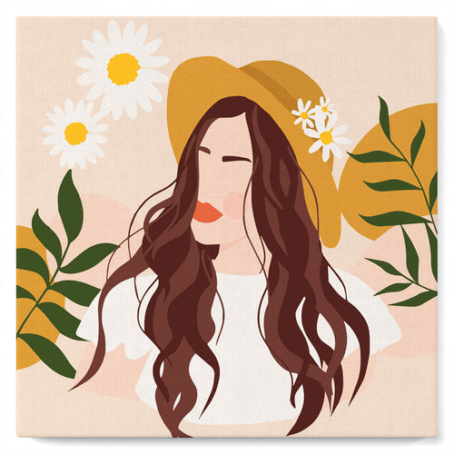 Mini Peinture par Numéros petit format 20x20cm avec cadre Femme et Marguerites