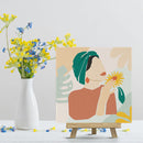 Mini Peinture Par Numéros 20X20Cm Avec Cadre Femme Au Turban Vert