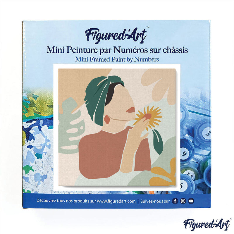 Mini Peinture Par Numéros 20X20Cm Avec Cadre Femme Au Turban Vert