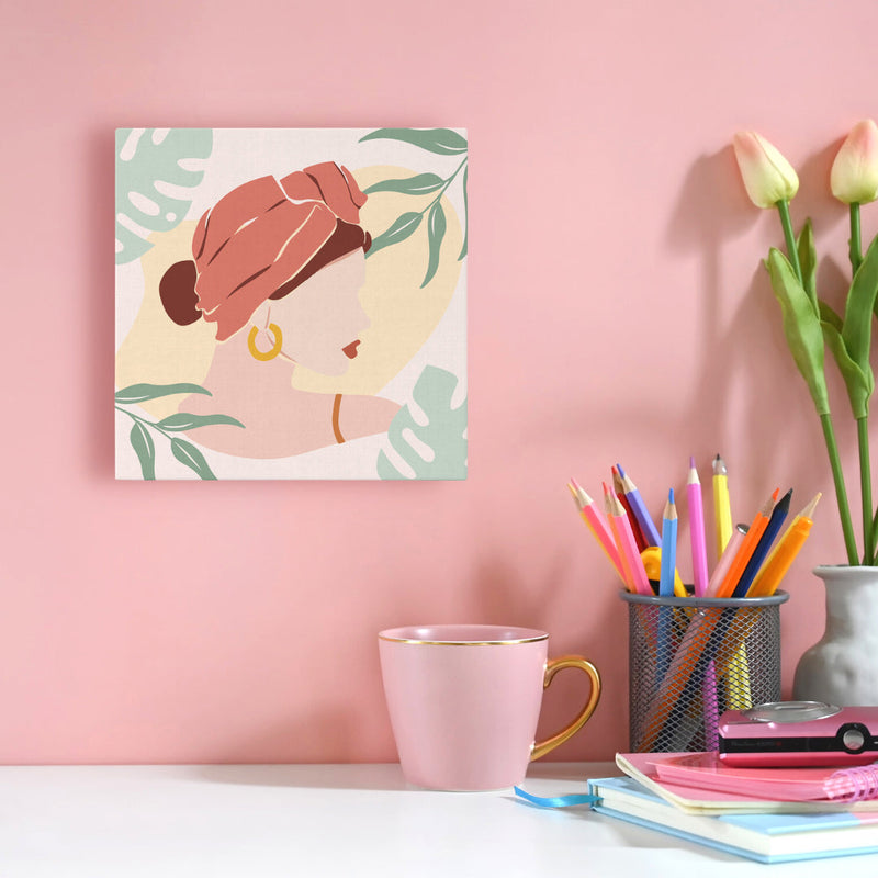 Mini Peinture Par Numéros 20X20Cm Avec Cadre Femme Au Turban De Profil
