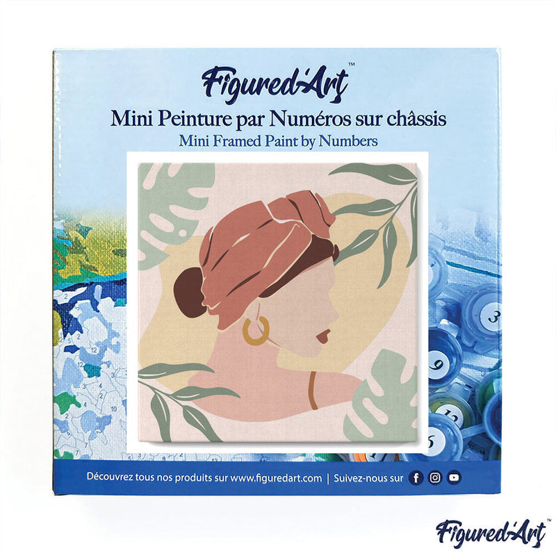 Mini Peinture Par Numéros 20X20Cm Avec Cadre Femme Au Turban De Profil