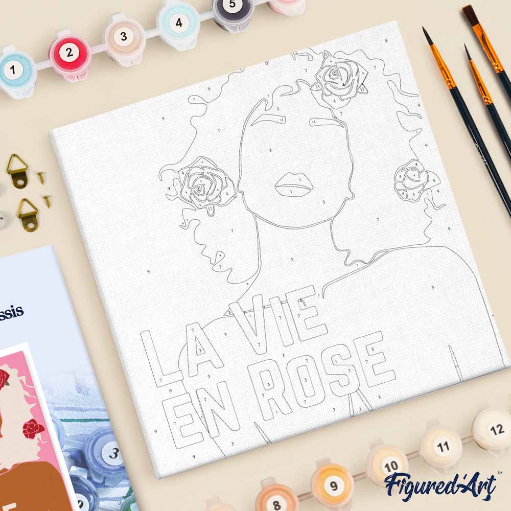Mini Peinture Par Numéros 20X20Cm Avec Cadre La Vie En Rose