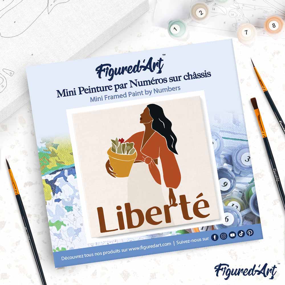 Mini Peinture Par Numéros 20X20Cm Avec Cadre Liberté