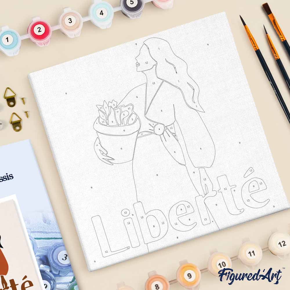 Mini Peinture Par Numéros 20X20Cm Avec Cadre Liberté
