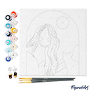 Mini Peinture Par Numéros 20X20Cm Avec Cadre Femme Et Son Chat