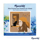 Mini Peinture Par Numéros 20X20Cm Avec Cadre Femme Et Son Chat À La Fenêtre