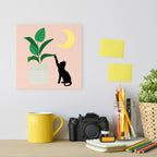 Mini Paint by Numbers 20x20cm with Frame Kitten and Plant in Moonlight
